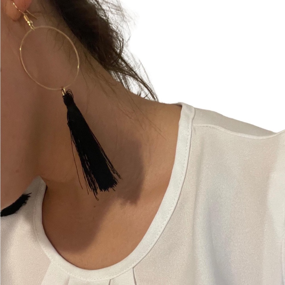 Circle & Tassel Drop Earrings 🌟